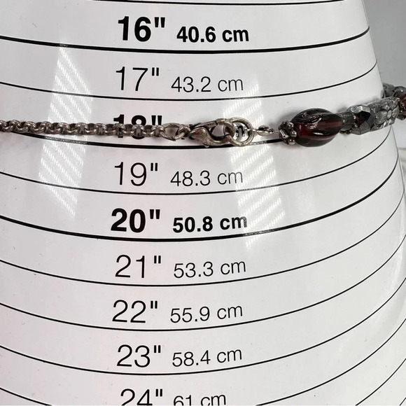 Glass Bead Medallion Necklace 18” Silver-tone Boho Circle Pendant Global… - Picture 9 of 10